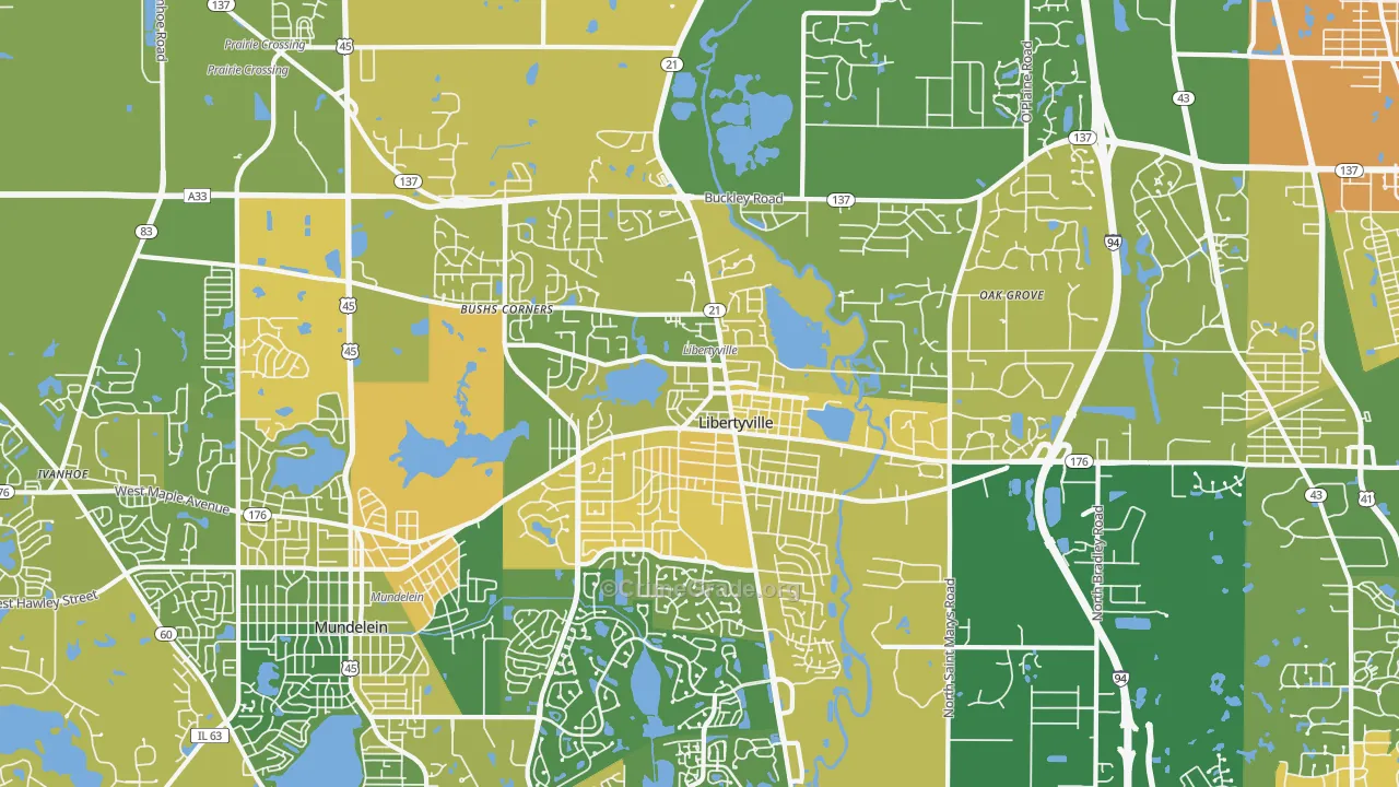 Libertyville, IL Map of Murder Rates