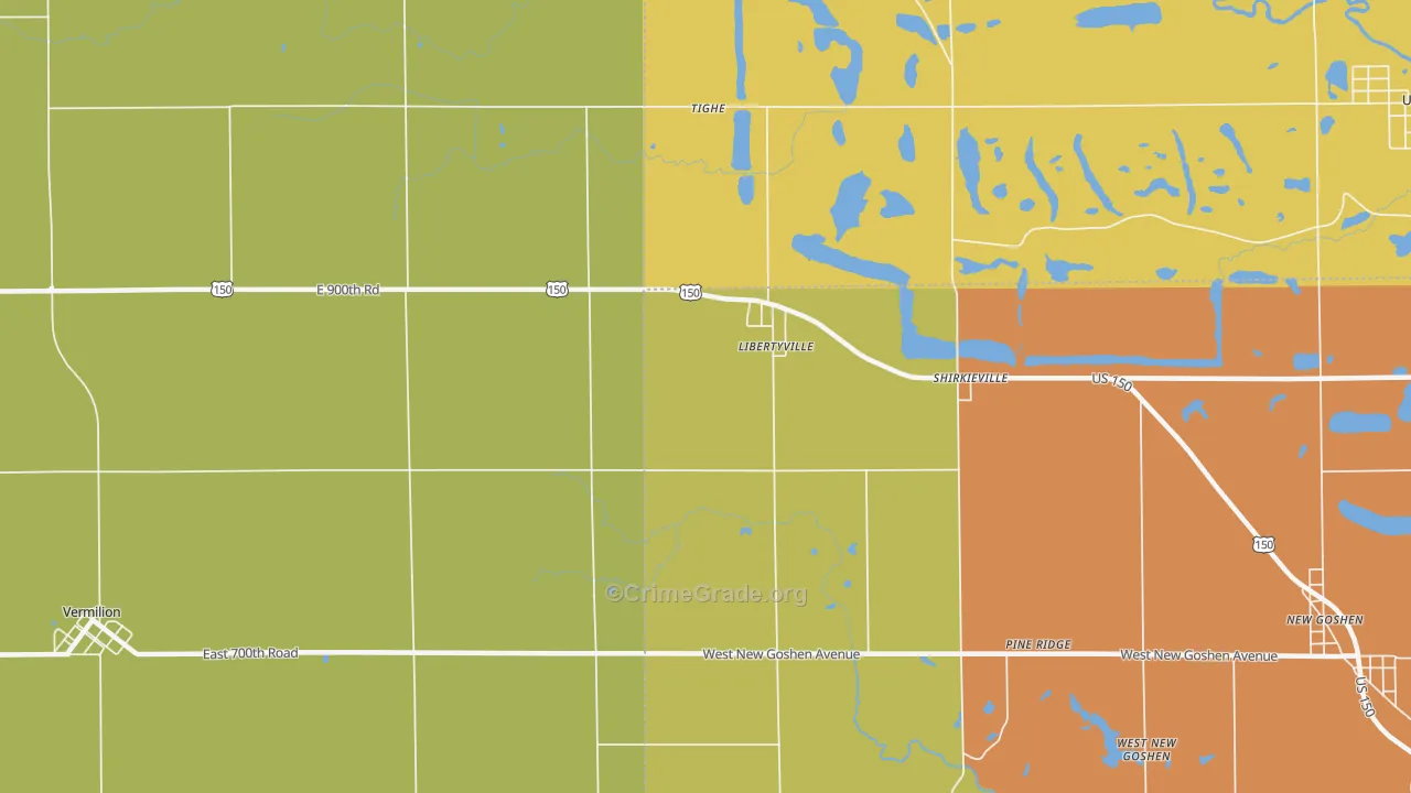 Libertyville, IN Map of Murder Rates
