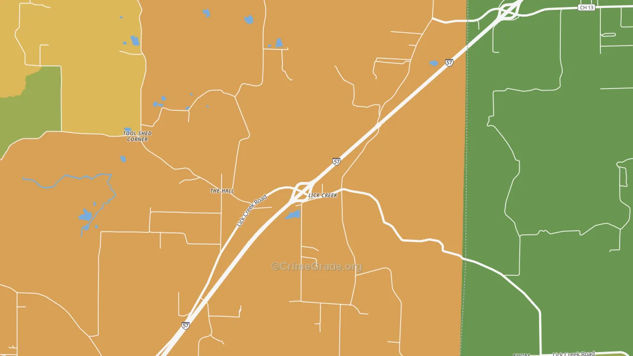 Lick Creek, IL Map of Murder Rates