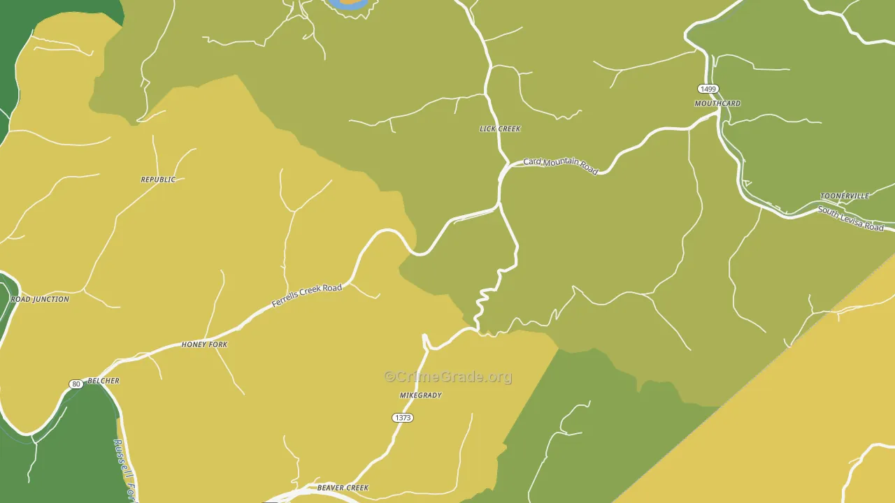 Lick Creek, KY Map of Murder Rates