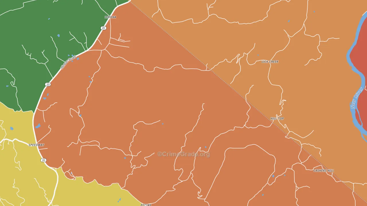 Lick Creek, WV Map of Murder Rates