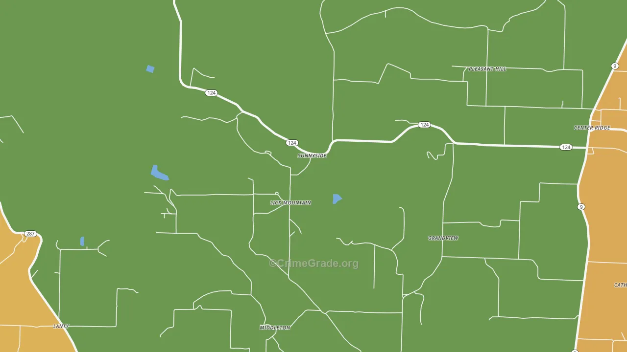 Lick Mountain, AR Map of Murder Rates