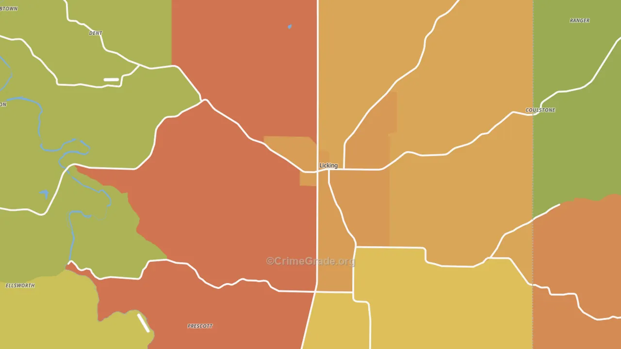 Licking, MO Map of Murder Rates