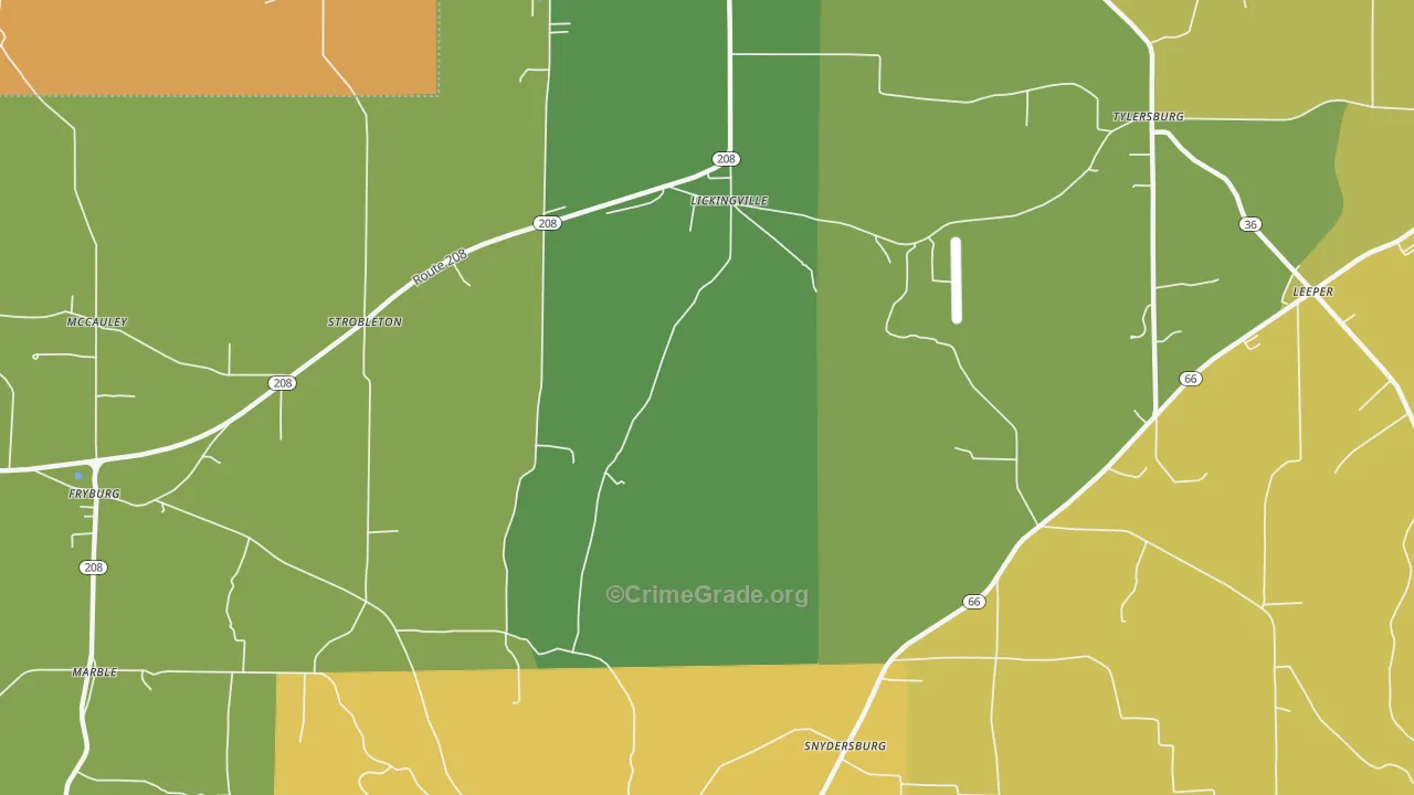 Lickingville, PA Map of Murder Rates