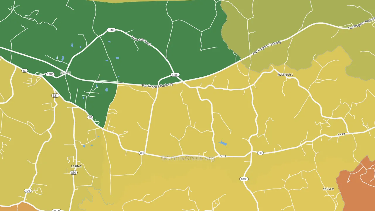 Lida, KY Map of Murder Rates