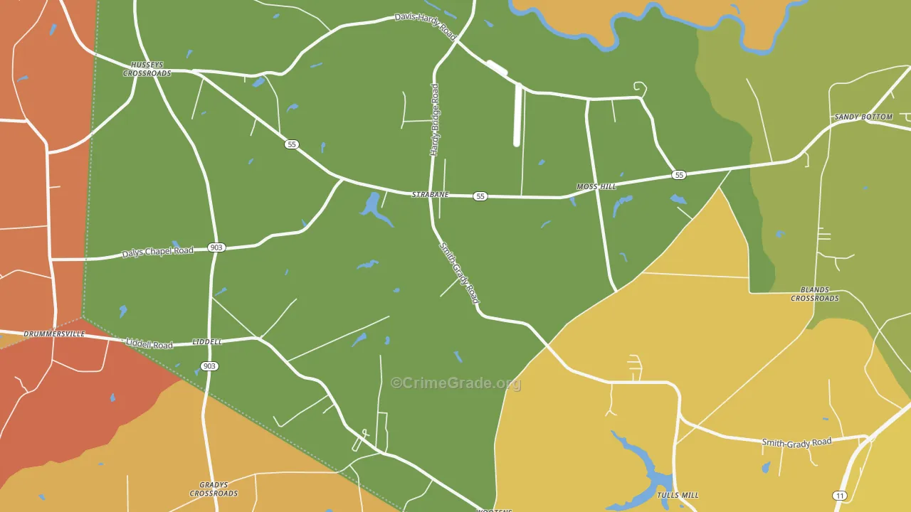 Liddell, NC Map of Murder Rates
