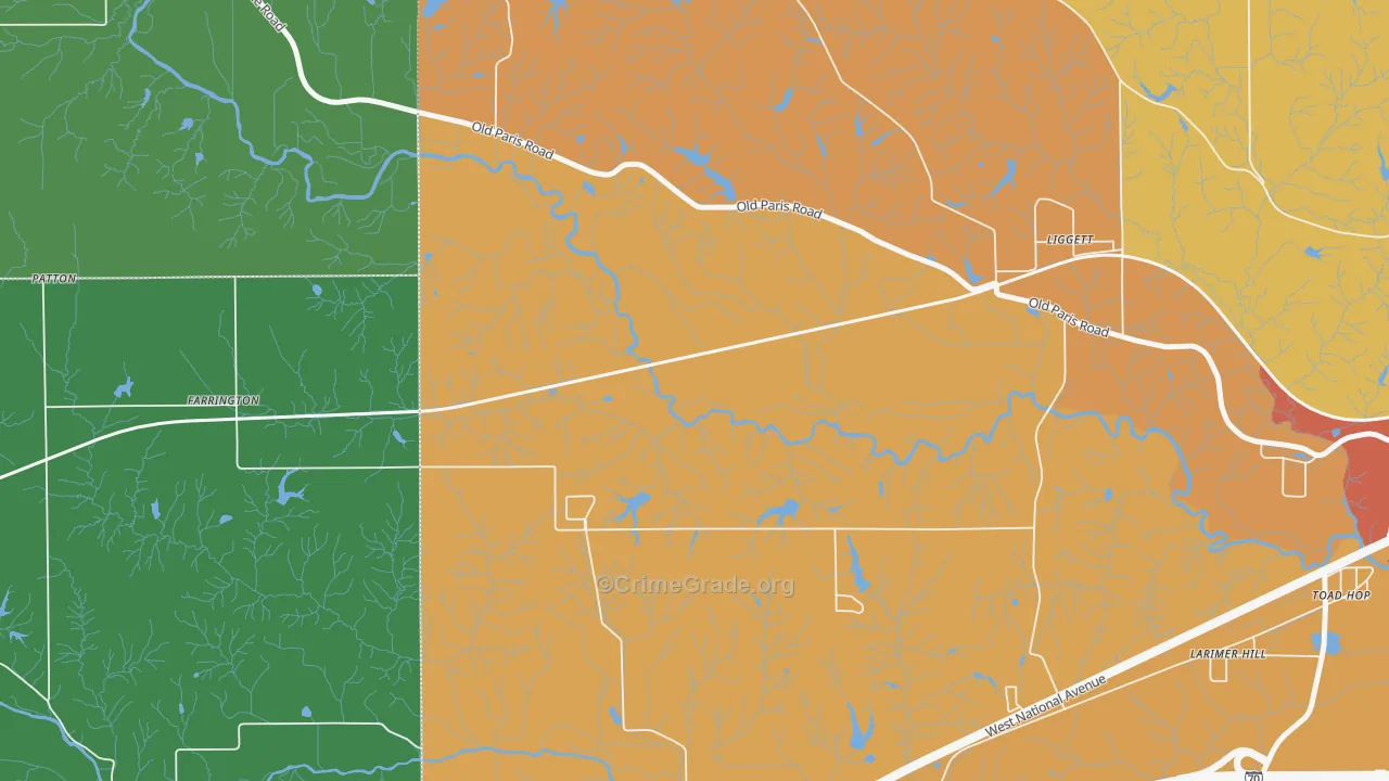 Liggett, IN Map of Murder Rates