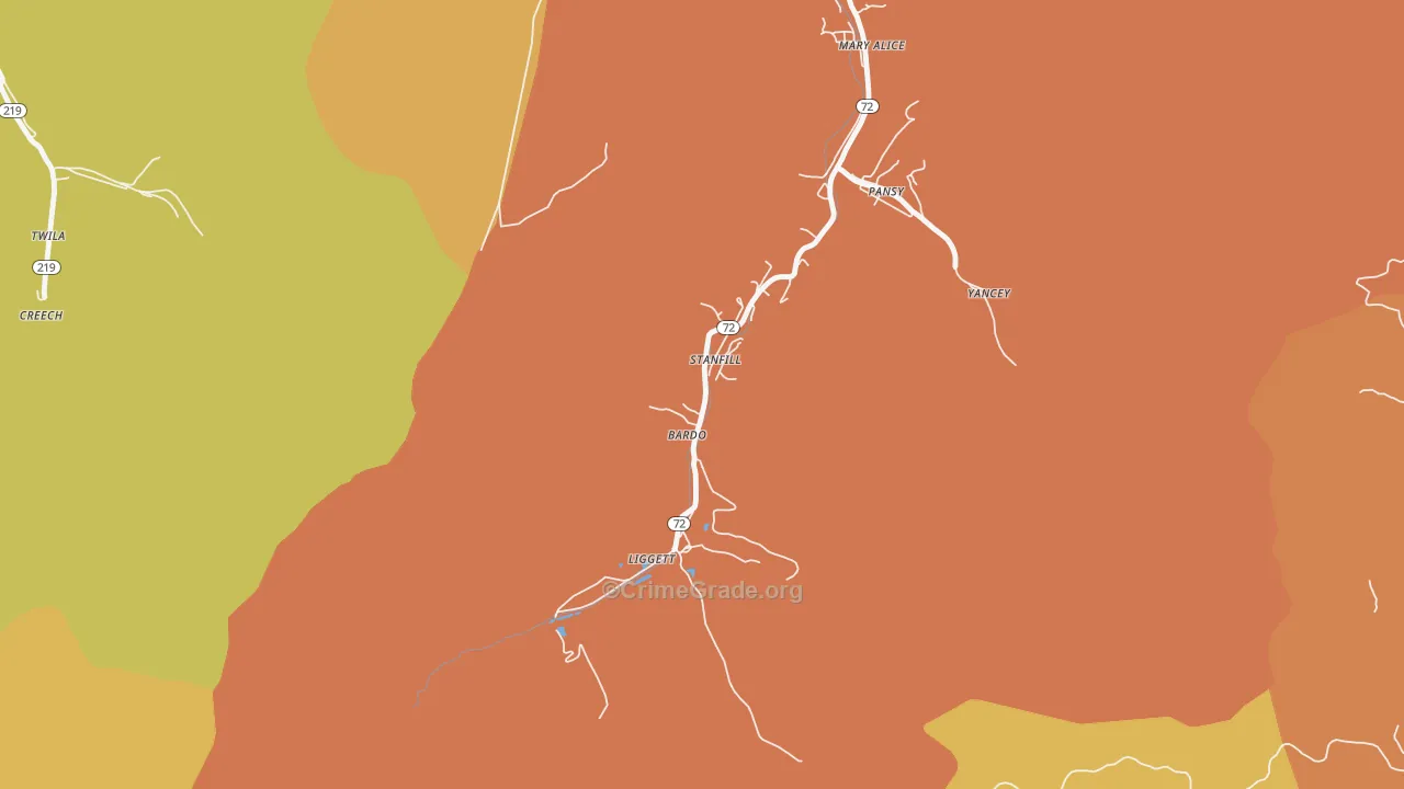 Liggett, KY Map of Murder Rates