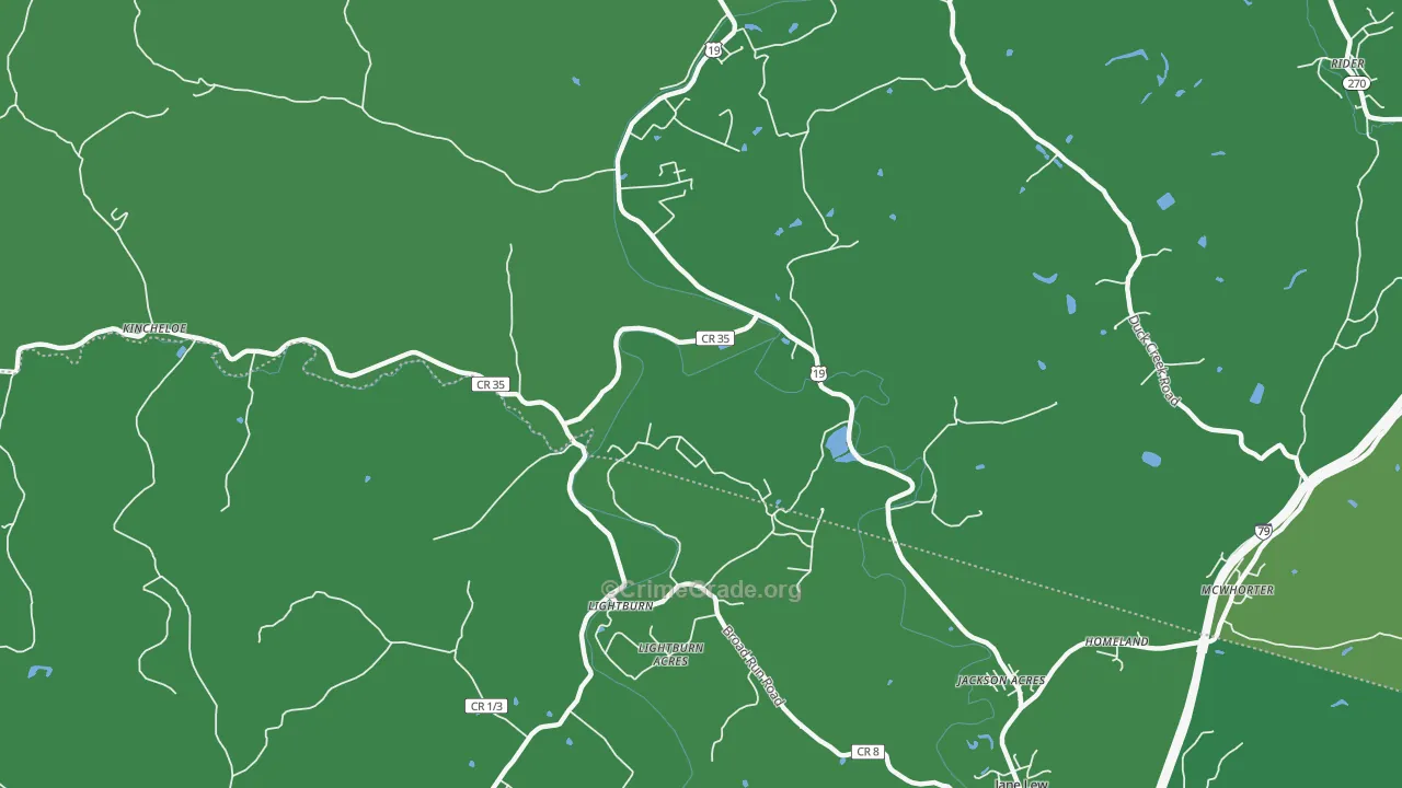 Lightburn, WV Map of Murder Rates