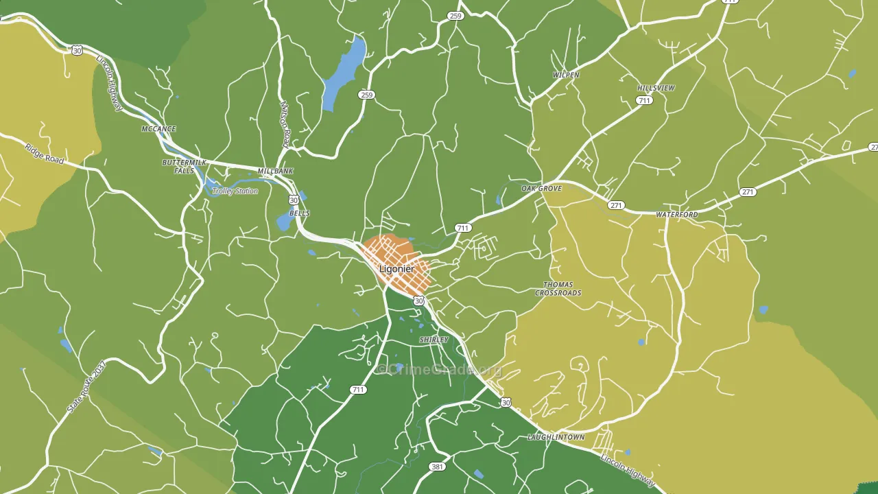 Ligonier, PA Map of Murder Rates