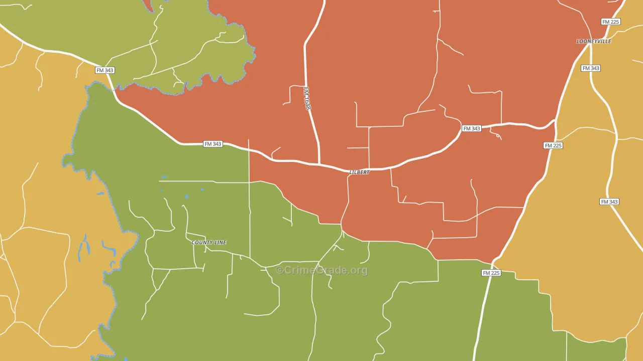 Lilbert, TX Map of Murder Rates