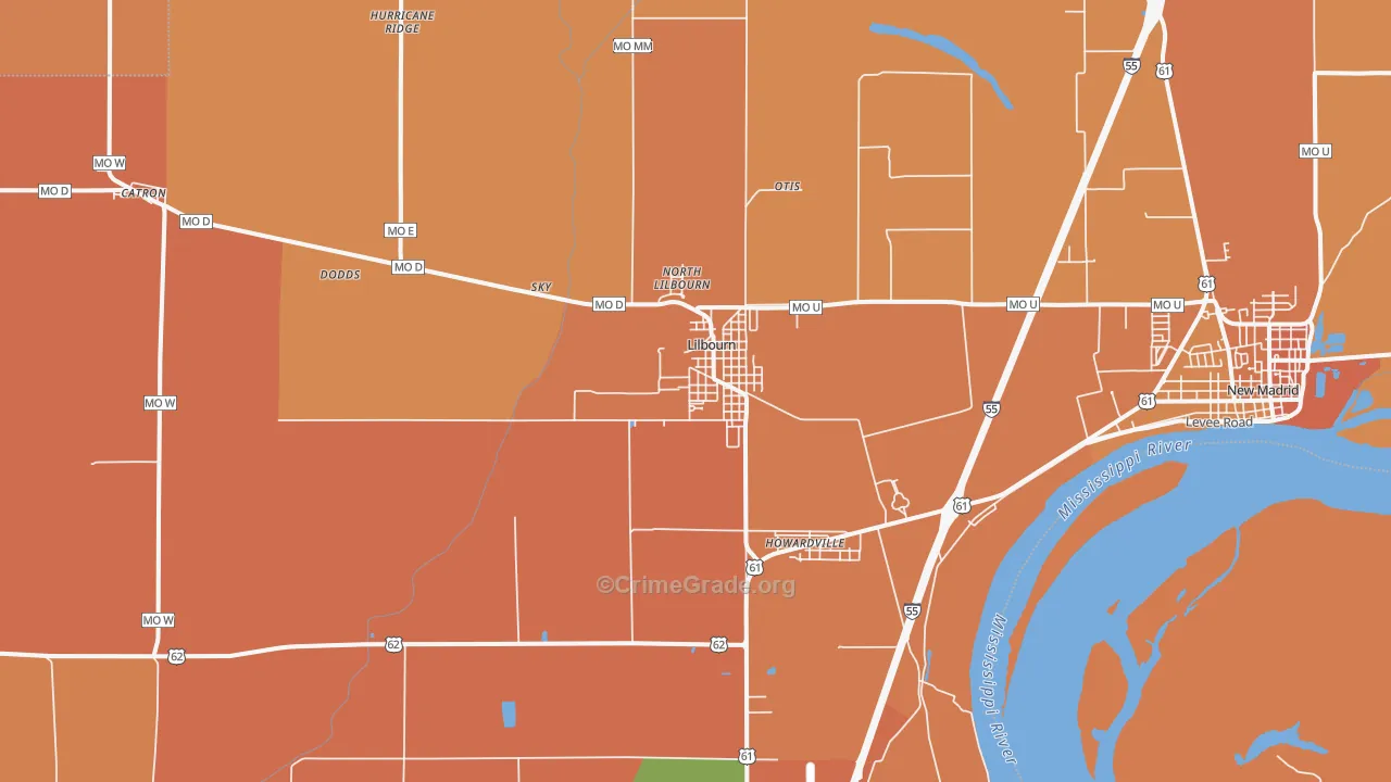 Lilbourn, MO Map of Murder Rates