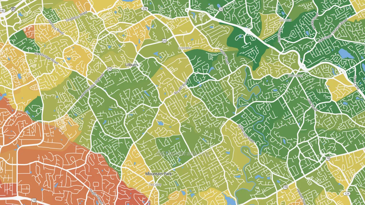 Lilburn, GA Map of Murder Rates