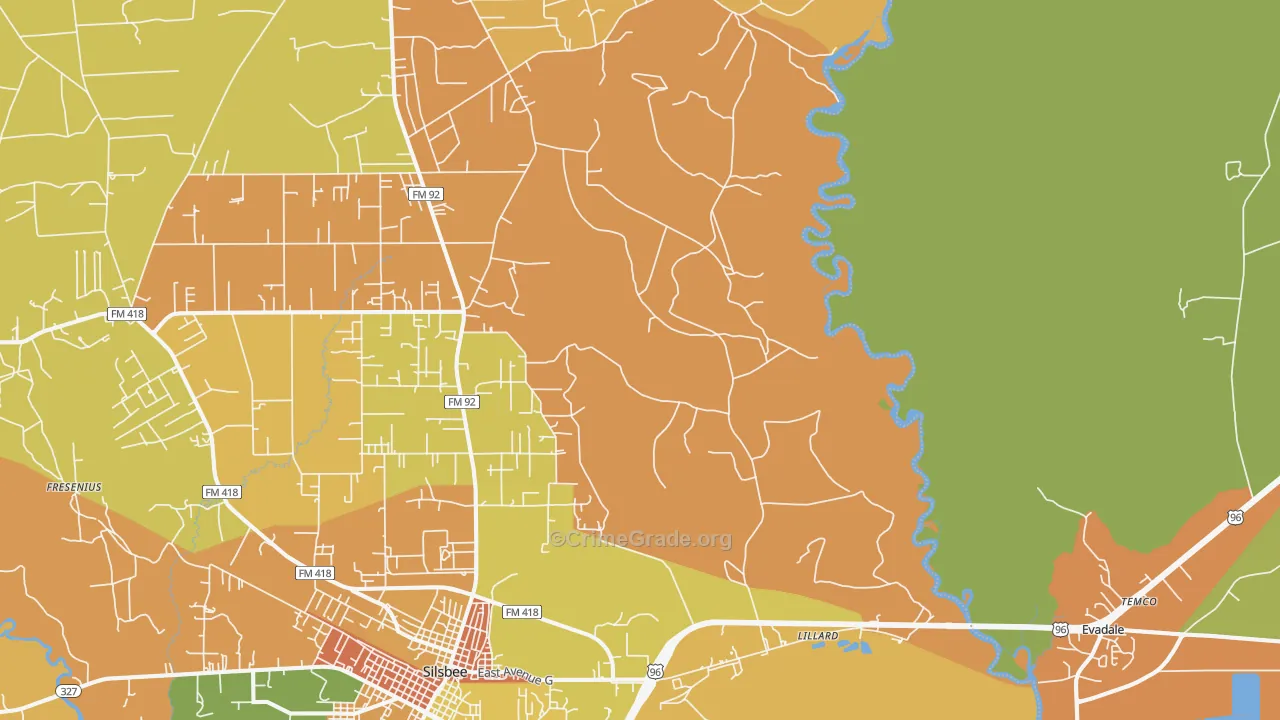 Lillard, TX Map of Murder Rates