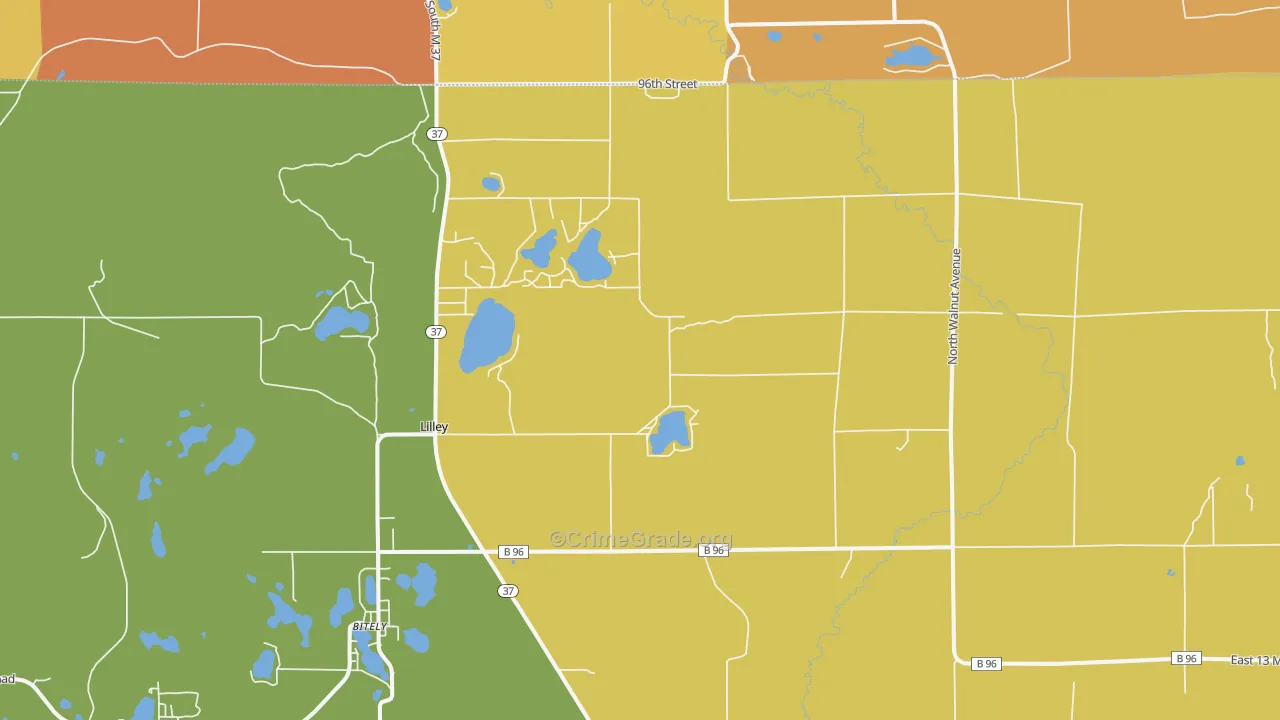 Lilley, MI Map of Murder Rates