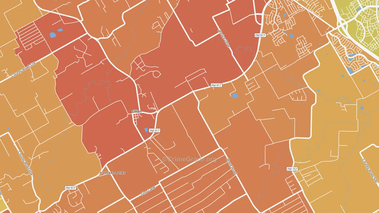 Lillian, TX Map of Murder Rates