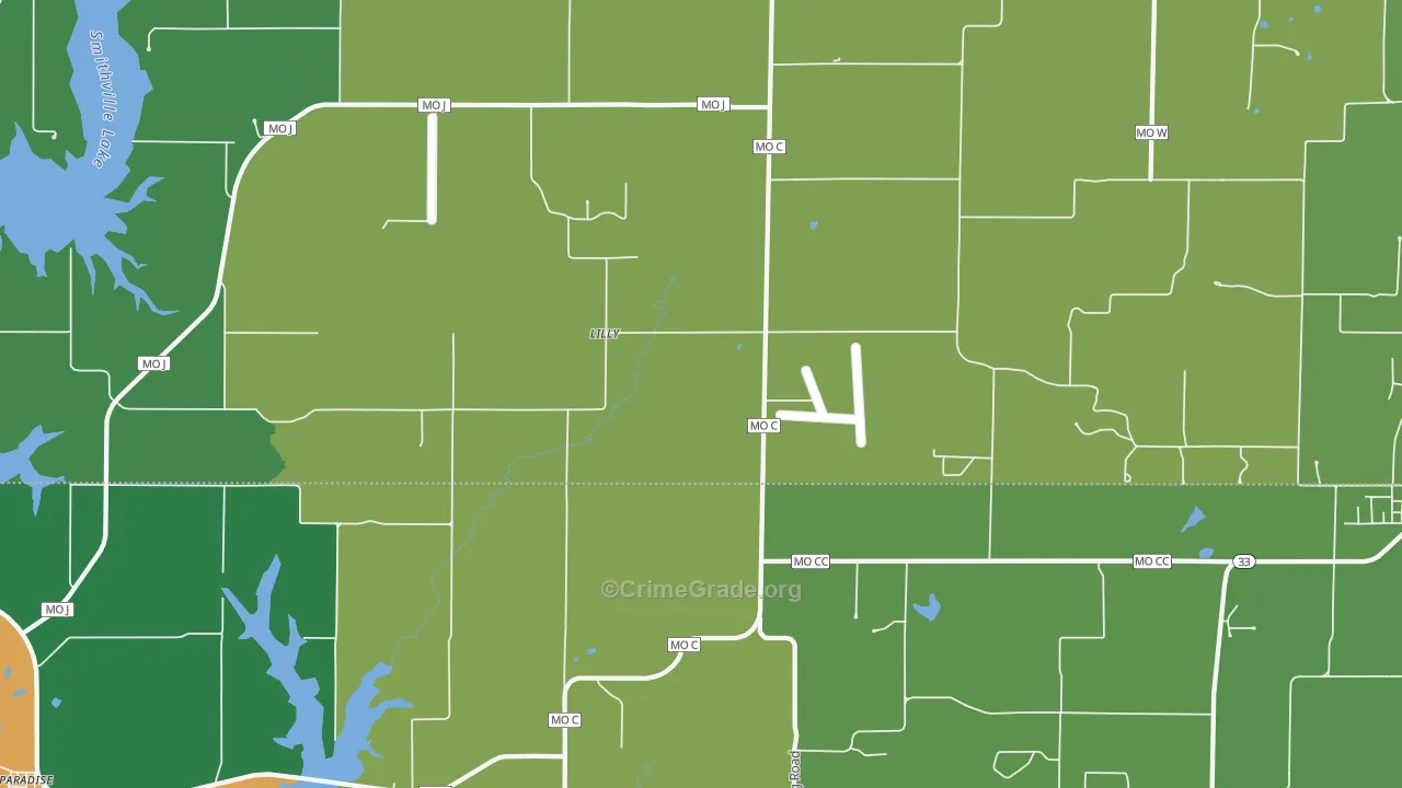 Lilly, MO Map of Murder Rates
