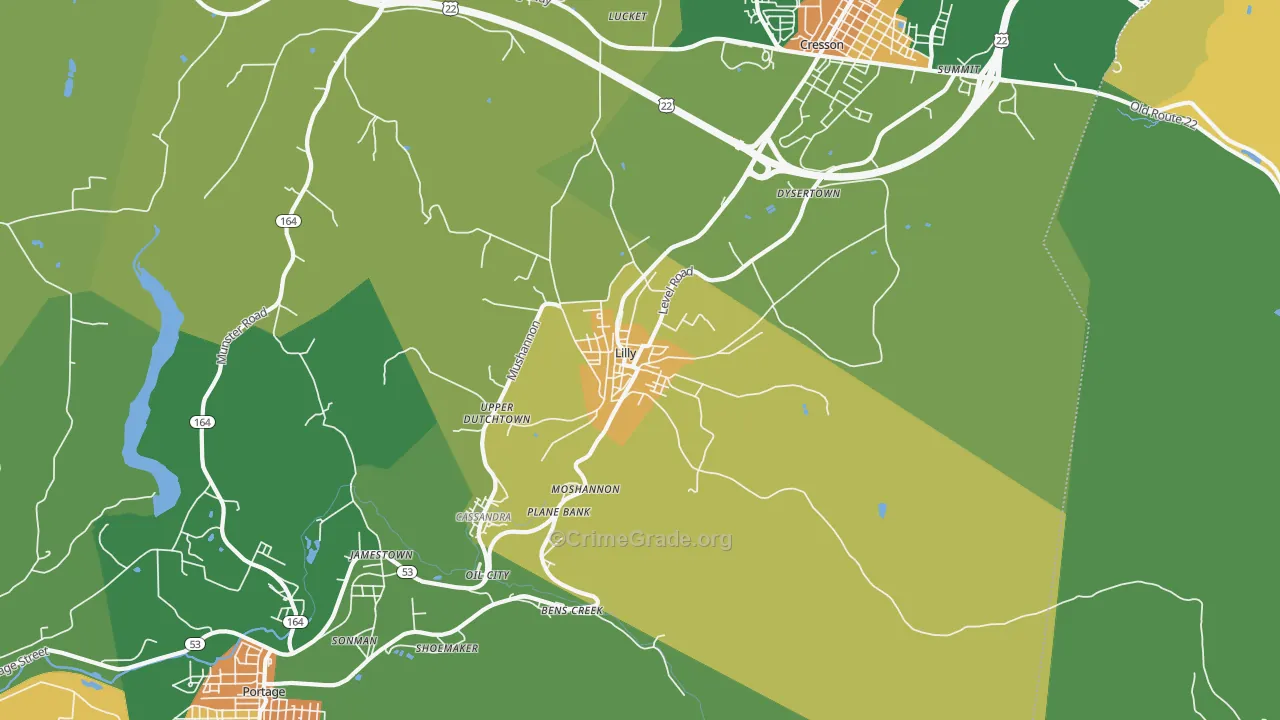 Lilly, PA Map of Murder Rates