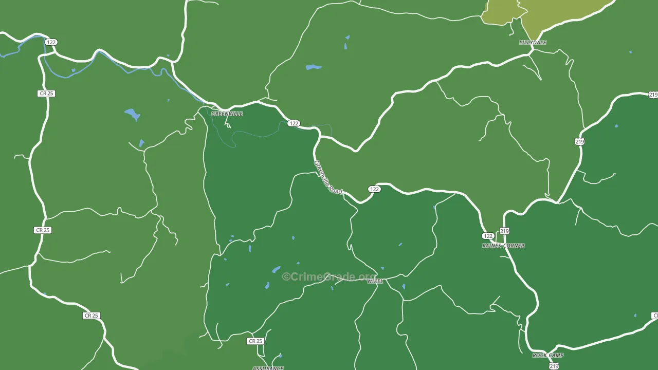 Lillydale, WV Map of Murder Rates