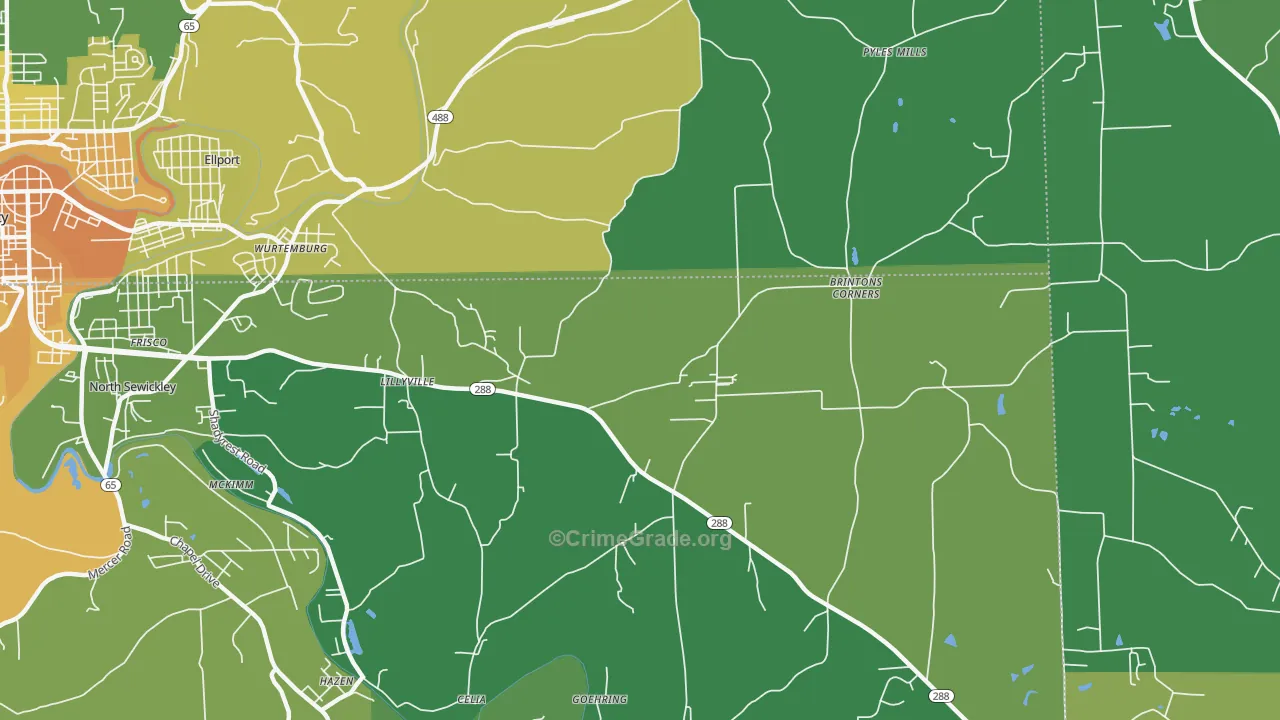 Lillyville, PA Map of Murder Rates