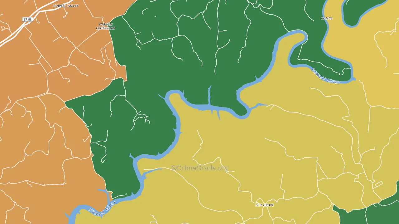 Lily Grove, TN Map of Murder Rates