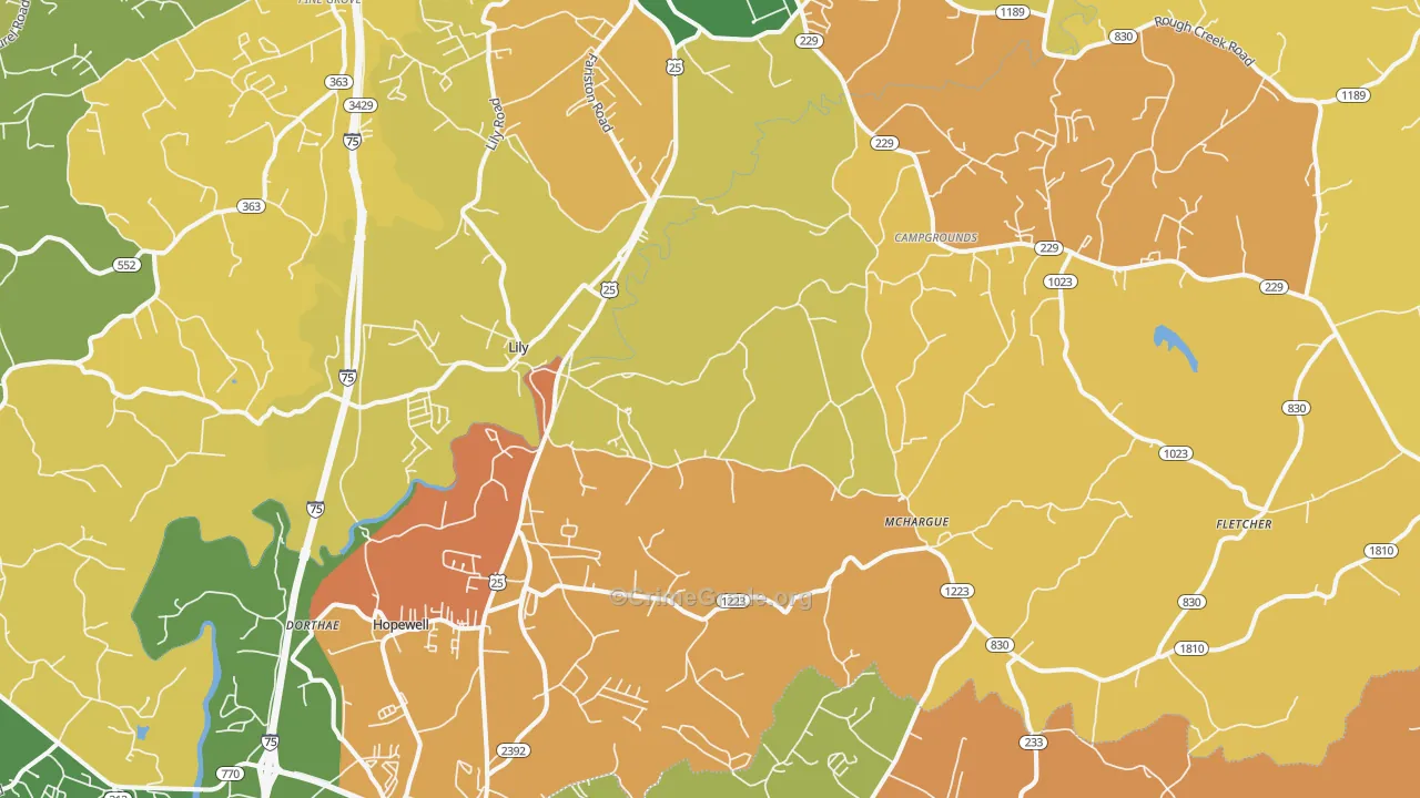 Lily, KY Map of Murder Rates