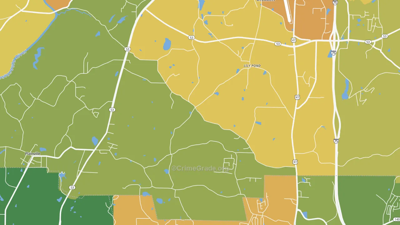Lily Pond, GA Map of Murder Rates