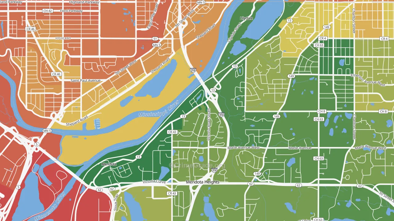 Lilydale, MN Map of Murder Rates