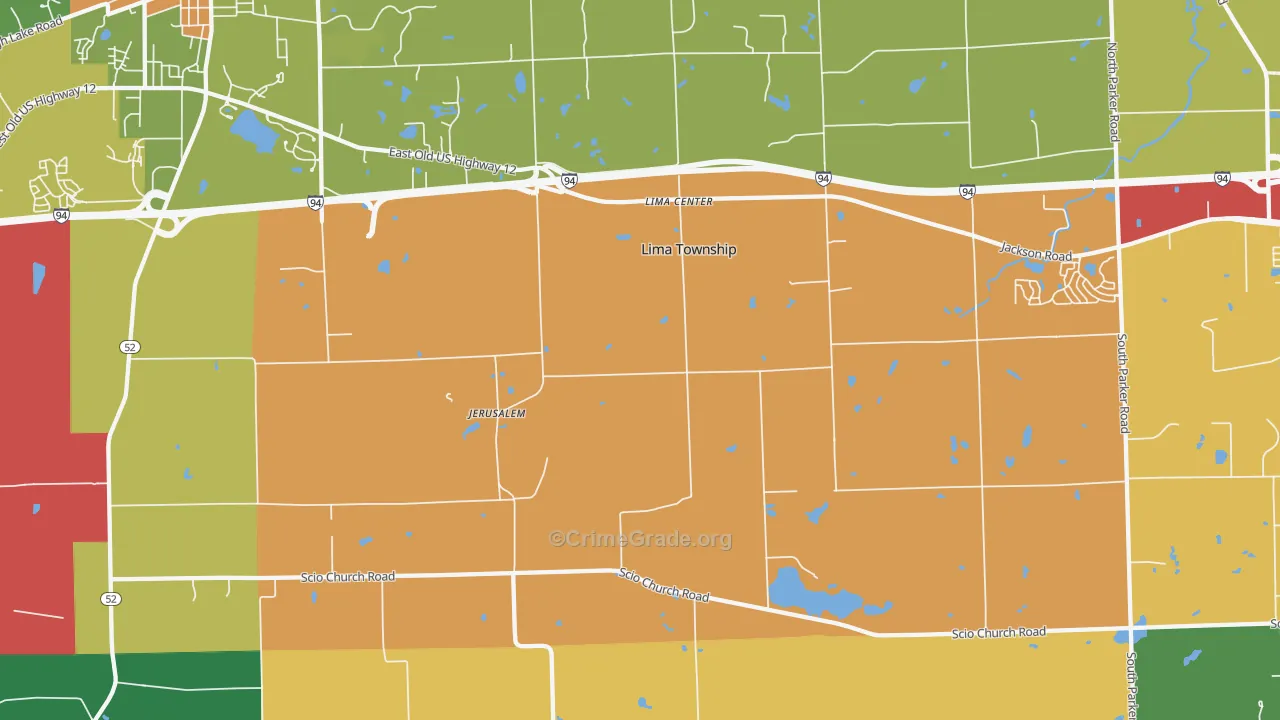 Lima Center, MI Map of Murder Rates