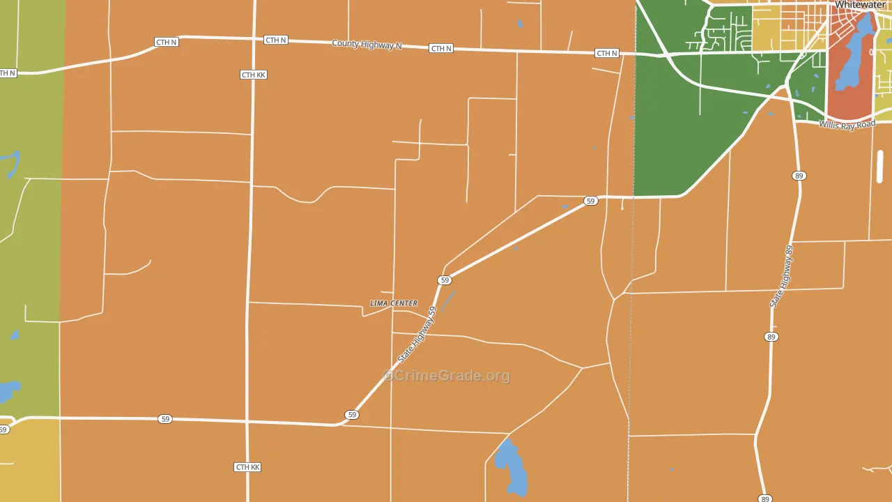 Lima Center, WI Map of Murder Rates