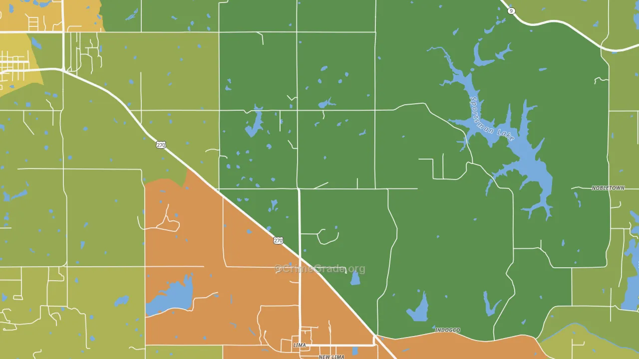 Lima, OK Map of Murder Rates