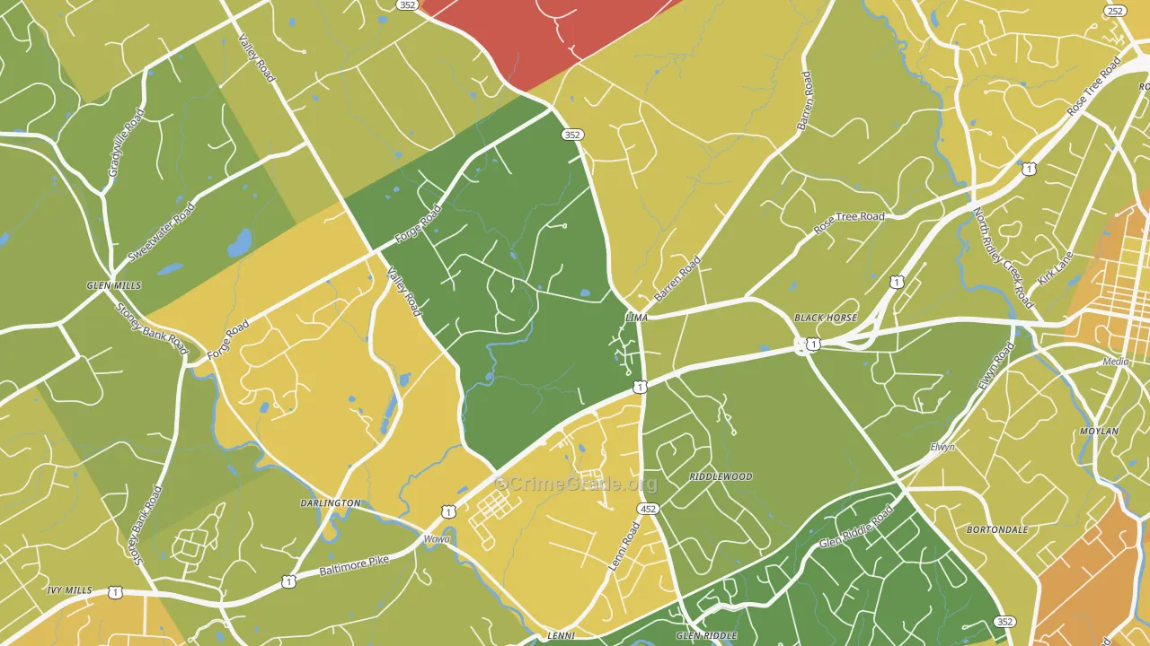 Lima, PA Map of Murder Rates