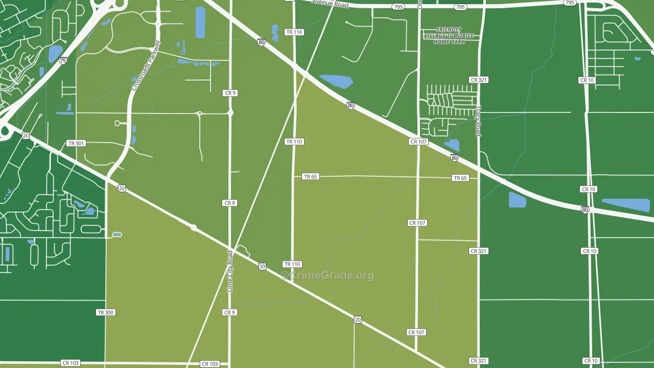 Lime City, OH Map of Murder Rates