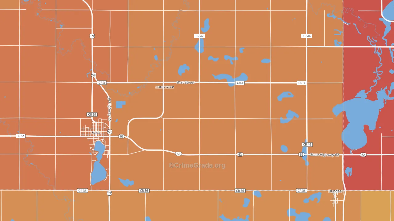 Lime Creek, MN Map of Murder Rates