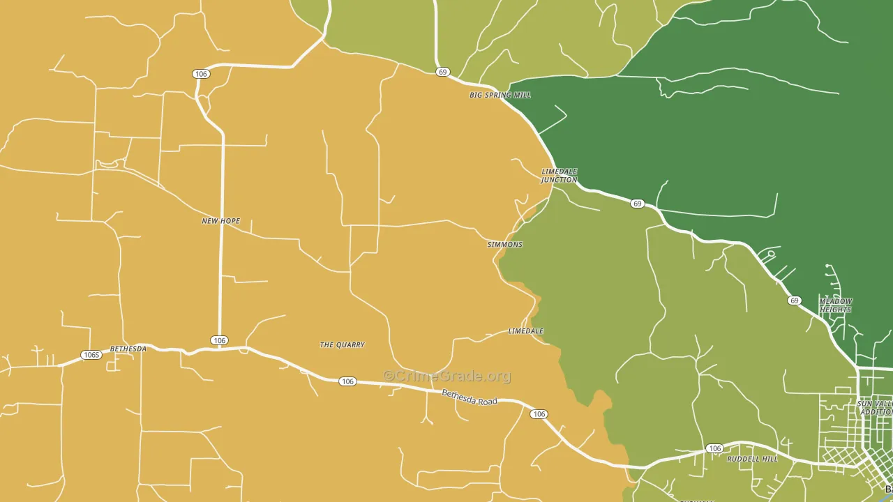 Limedale, AR Map of Murder Rates