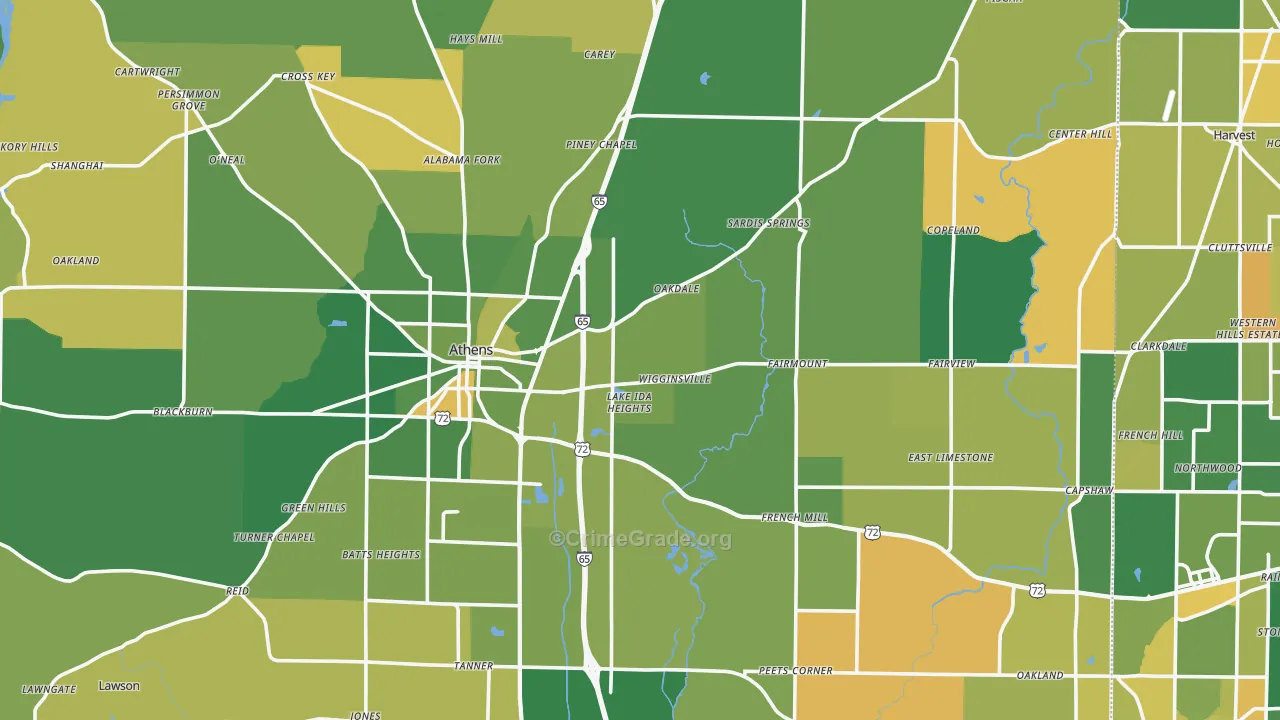 Limestone County, AL Map of Murder Rates