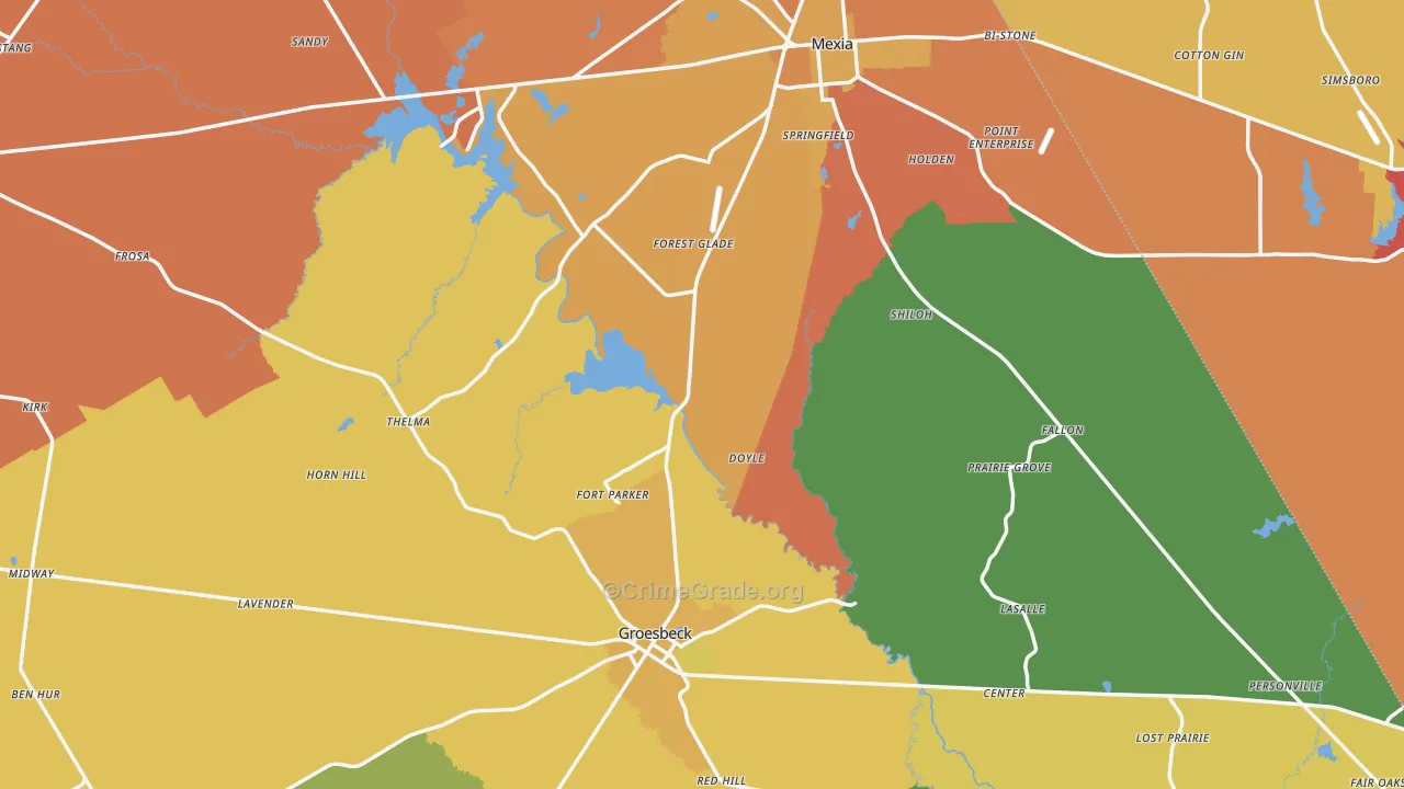 Limestone County, TX Map of Murder Rates