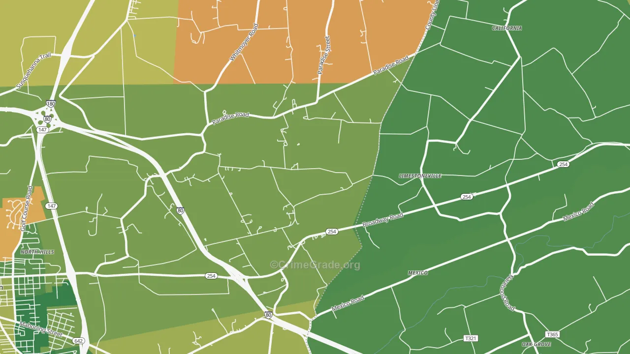 Limestoneville, PA Map of Murder Rates
