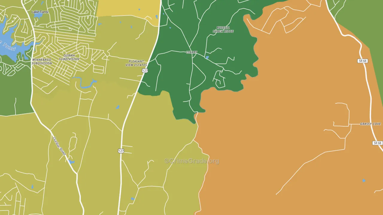 Linary, TN Map of Murder Rates