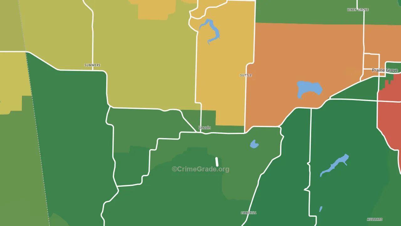 Lincoln, AR Map of Murder Rates