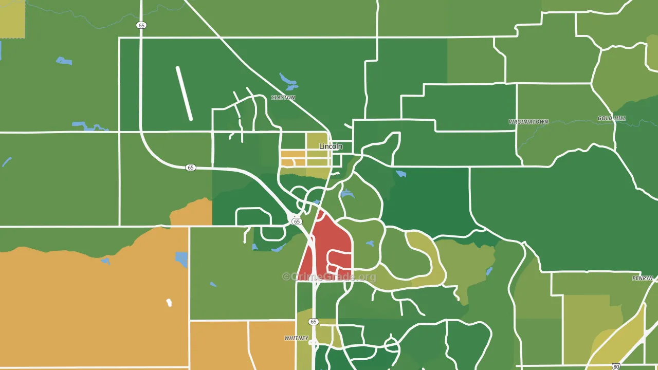 Lincoln, CA Map of Murder Rates