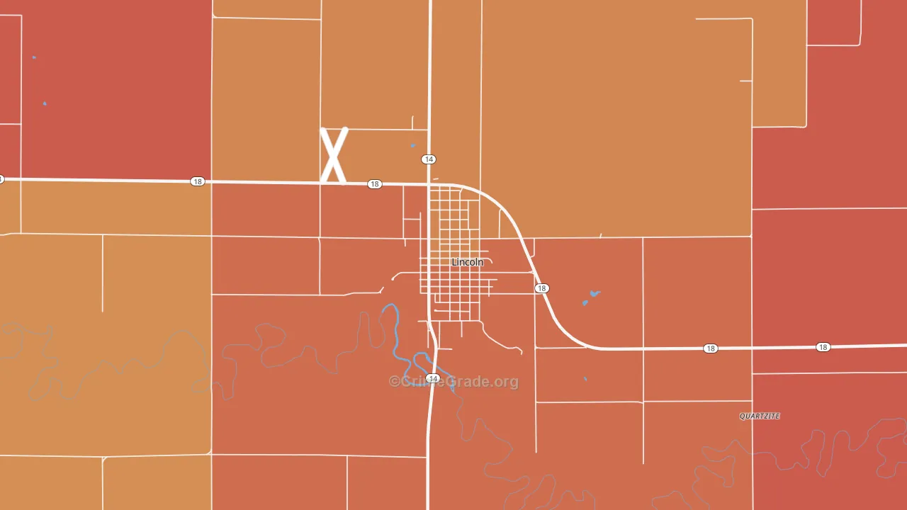 Lincoln Center, KS Map of Murder Rates