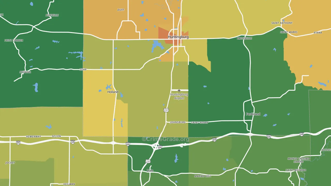 Lincoln City, IN Map of Murder Rates