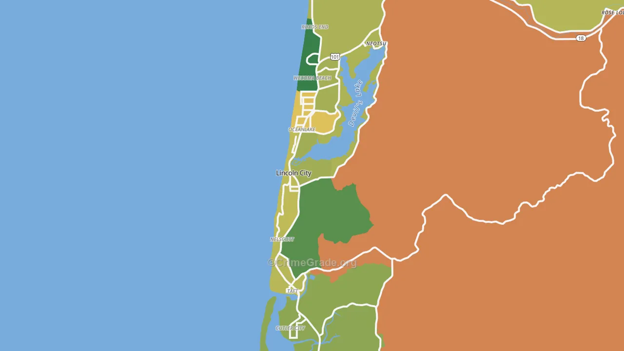 Lincoln City, OR Map of Murder Rates