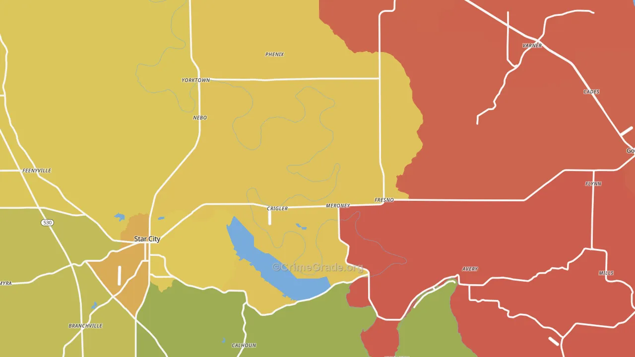 Lincoln County, AR Map of Murder Rates
