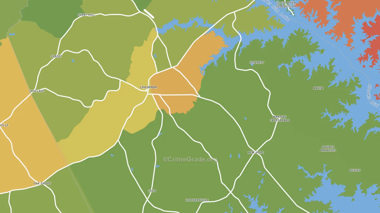 Lincoln County, GA Map of Murder Rates