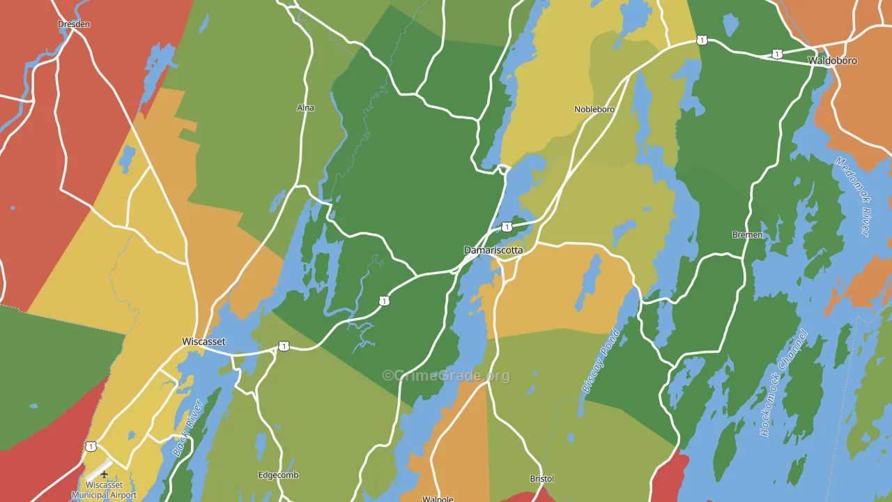 Lincoln County, ME Map of Murder Rates