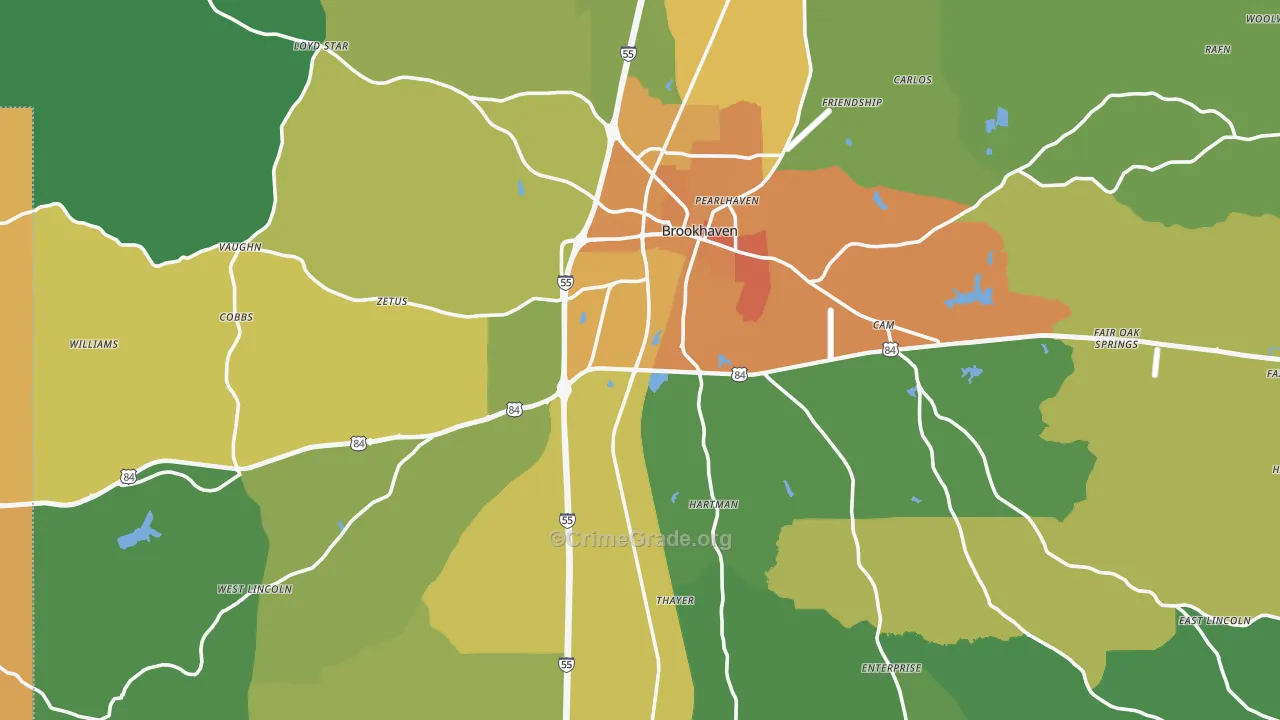 Lincoln County, MS Map of Murder Rates