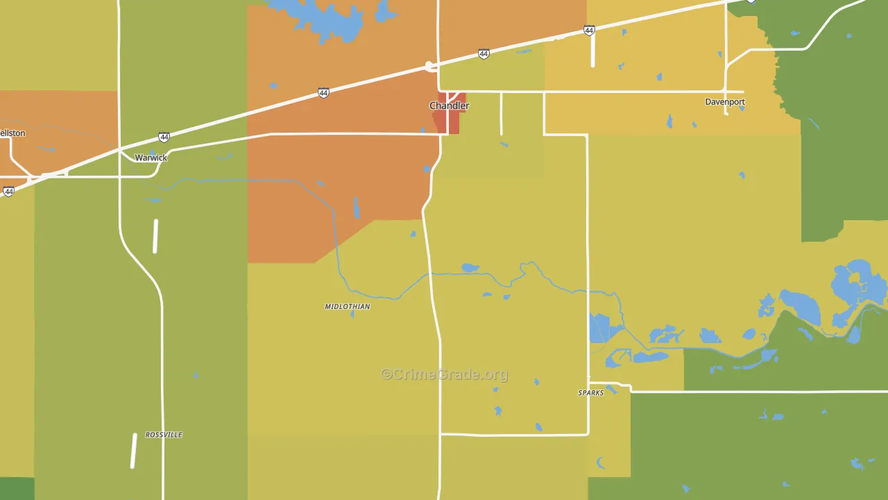 Lincoln County, OK Map of Murder Rates