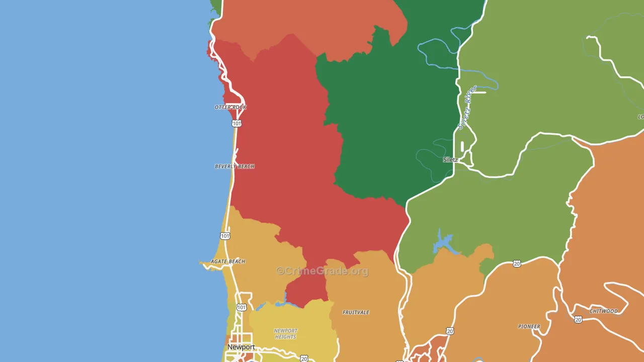 Lincoln County, OR Map of Murder Rates